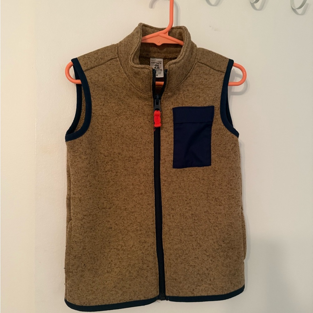 Boy’s Carters Tan and Blue Sleeveless Vest